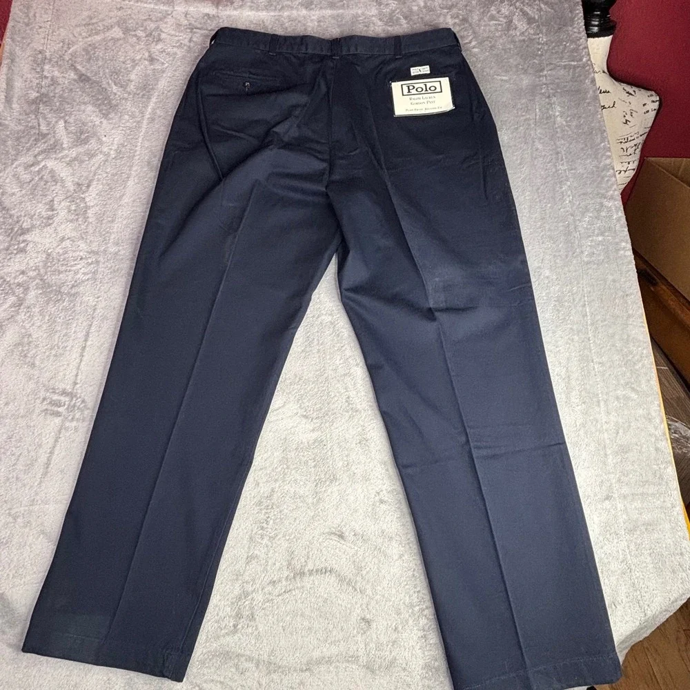 Polo Ralph Lauren Gordon Pant Men 40x32 Navy Blue Relaxed Fit Plain Front Chino